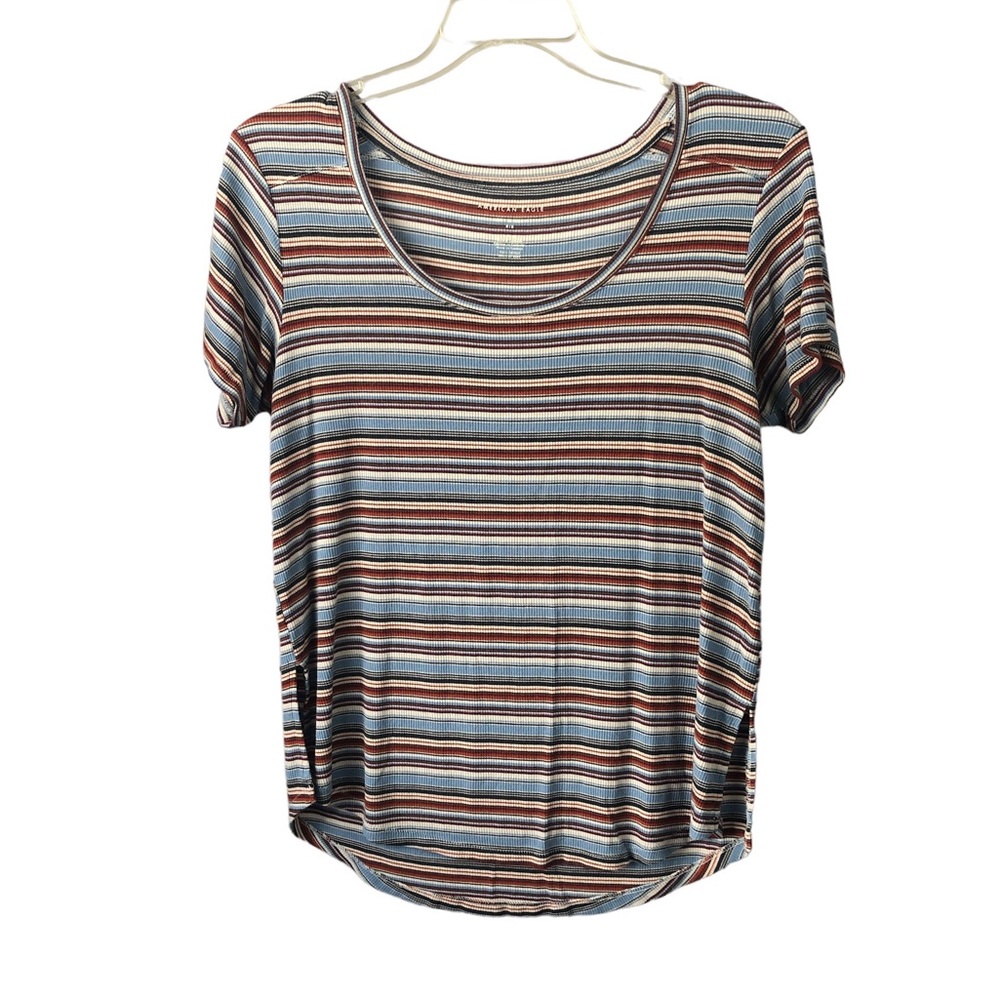 T-Shirt - Women's American Eagle Outfitters Soft & Sexy Ribbed Striped T-Shirt.